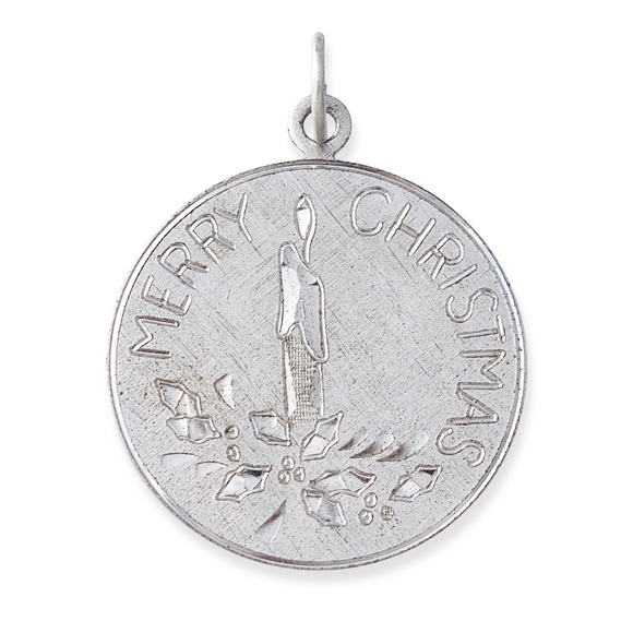 Vintage 1960s “Merry Christmas” Sterling Silver Pendant / Charm Holiday Candle - Picture 1 of 4